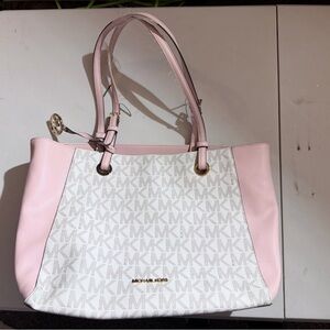 Michael Kors Pink and White Signature Tote